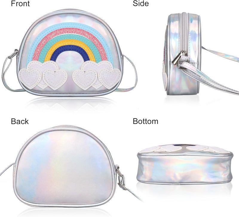 Dksyee Cute Leather Rainbow Crossbody Bag for Little Girls - Image 5